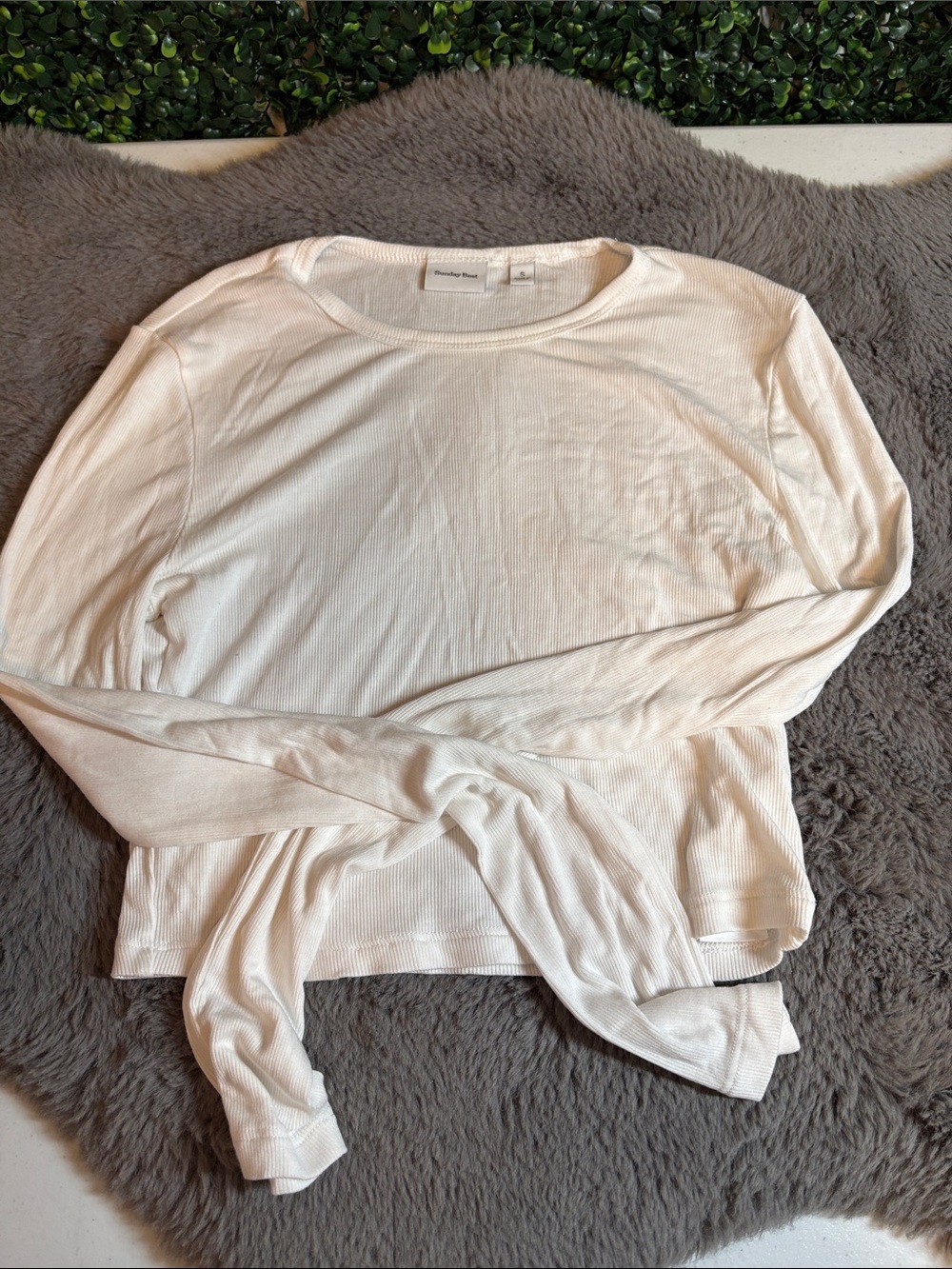 Sunday Best Long Sleeve Top in Cream White Size Small